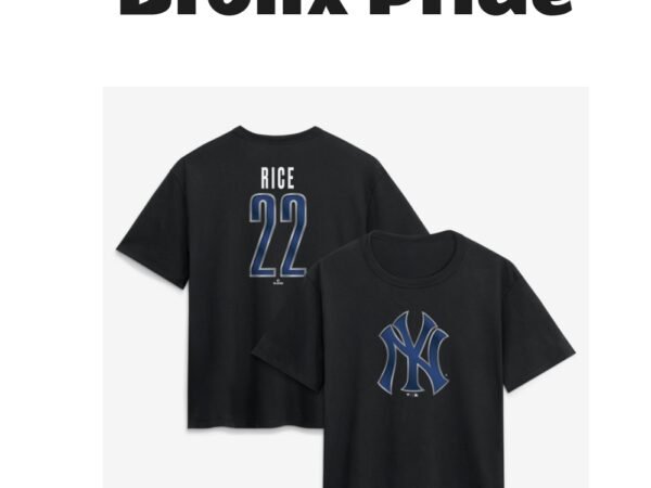 Women's Ben Rice New York Yankees Metallic Mascot Name & Number T-Shirt