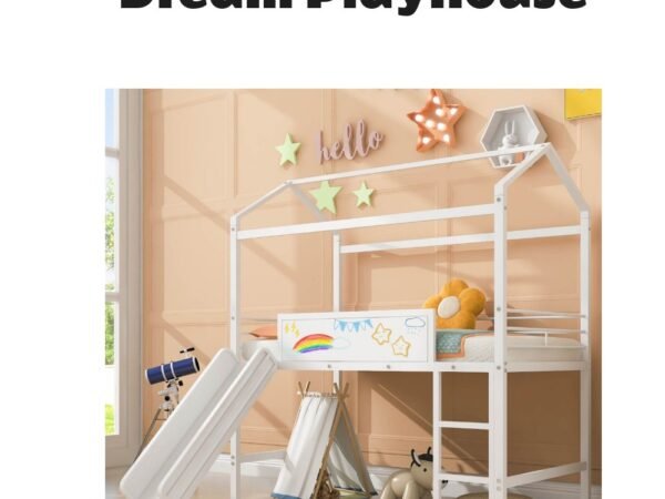 Simplie Fun Metal House Bed With Slide
