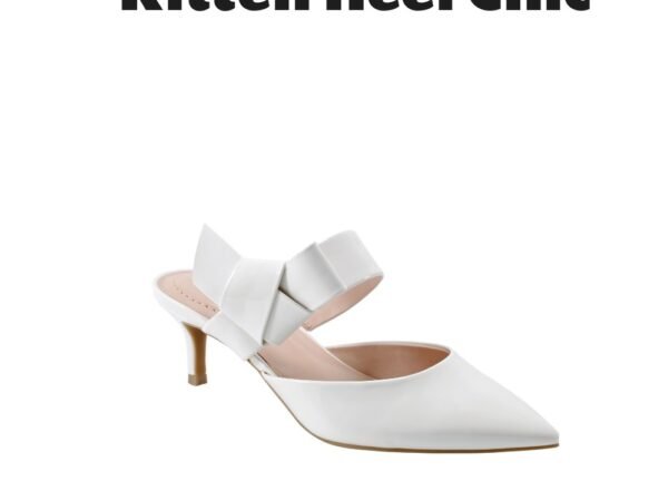 Bandolino Millie Pointed Toe Kitten Heel Mules in Cream Patent