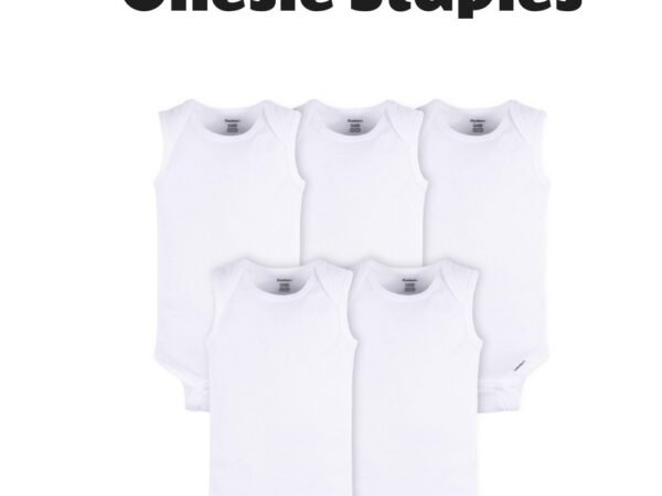 Gerber Baby White Sleeveless Onesies Bodysuits 5-Pack