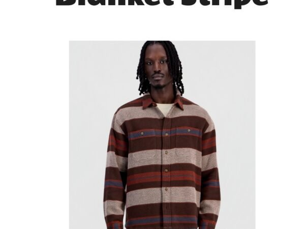 Sun + Stone Men's Jim Blanket Stripe Long-Sleeve Overshirt