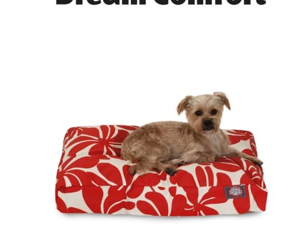 Majestic Pet Red Plantation Shredded Memory Foam Rectangle Dog Bed