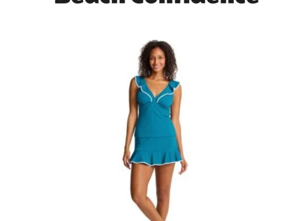 Tommy Bahama Womens Cabana Ruffled Tummy Control Tankini Top Swim Skirt