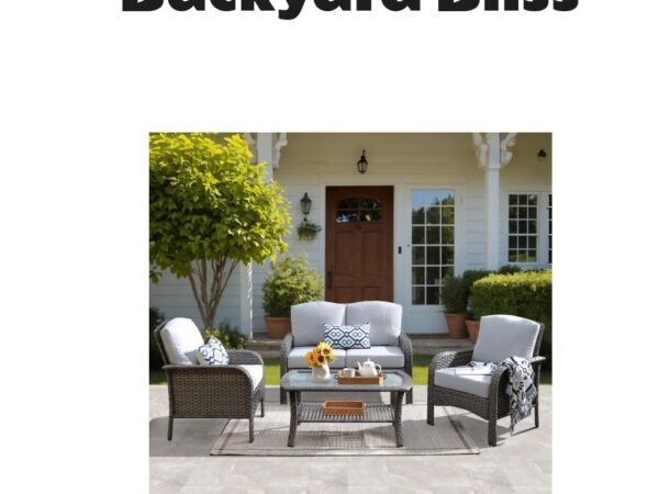 Xizzi 4-Piece Outdoor Wicker Patio Furniture Set with High Back Loveseat