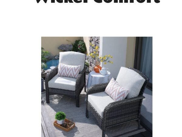 Xizzi 2 Pieces Outdoor Wicker Patio Chairs with Cushions