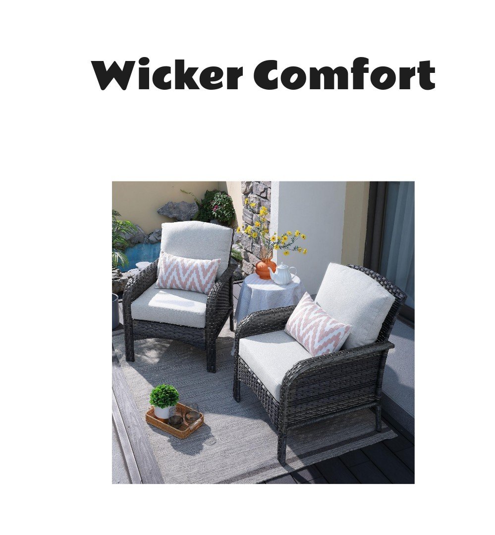 Xizzi 2 Pieces Outdoor Wicker Patio Chairs with Cushions