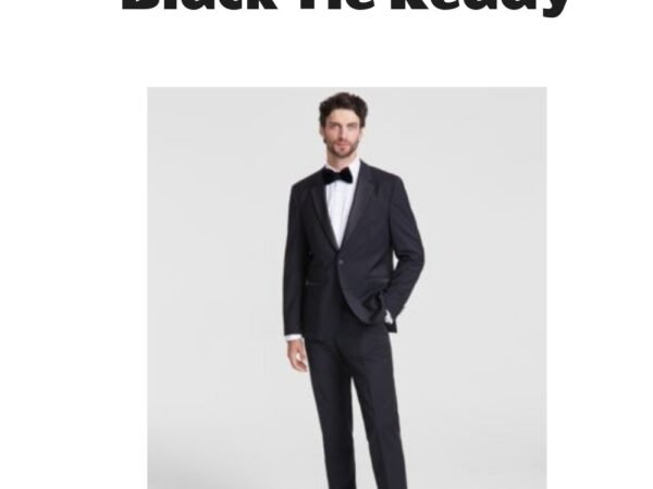 Hugo By Hugo Boss Modern Fit Wool Blend Black Tuxedo Suit Separates