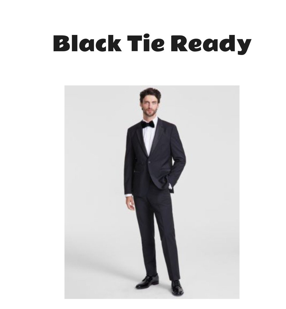 Hugo By Hugo Boss Modern Fit Wool Blend Black Tuxedo Suit Separates