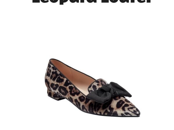 Bandolino Auggie Bow Pointed Toe Tailored Loafers in Leopard Velvet