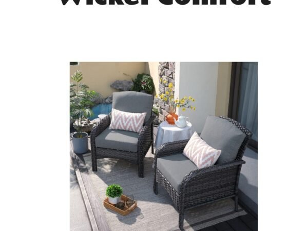 Xizzi 2 Pieces Outdoor Wicker Patio Chairs with Cushions