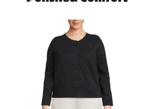 Lands' End Plus Size Fine Gauge Cotton Milano Blazer Sweater
