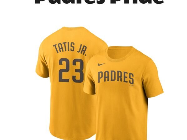 Men's Nike Fernando Tatis Jr. Gold San Diego Padres Name & Number T-Shirt
