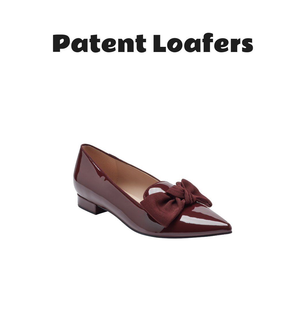 Bandolino Auggie Bow Pointed Toe Tailored Loafers Dark Red Patent