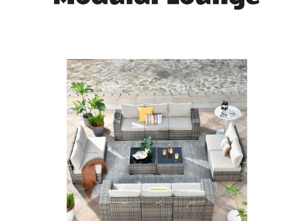 Xizzi 12-Piece Outdoor Sectional Sofa Set with Wicker Chairs and Cushions
