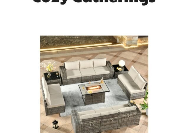 Xizzi 13-Piece Outdoor Sectional Sofa Set with Fire Pit Table