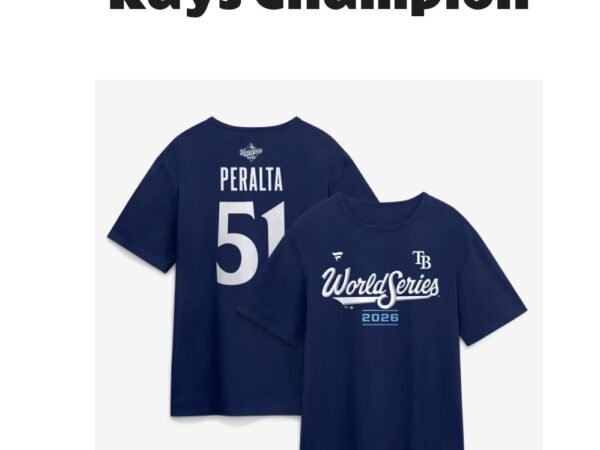 Men's Freddy Peralta Tampa Bay Rays 2026 World Series Name & Number T-Shirt