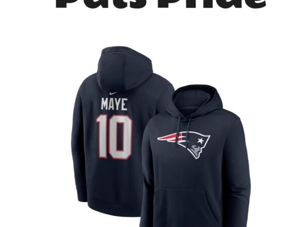 Men's Nike Drake Maye New England Patriots Name & Number Hoodie