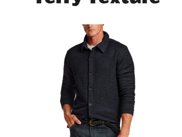 Vintage & Black Men's Slub Terry Button-Down Overshirt Jacket