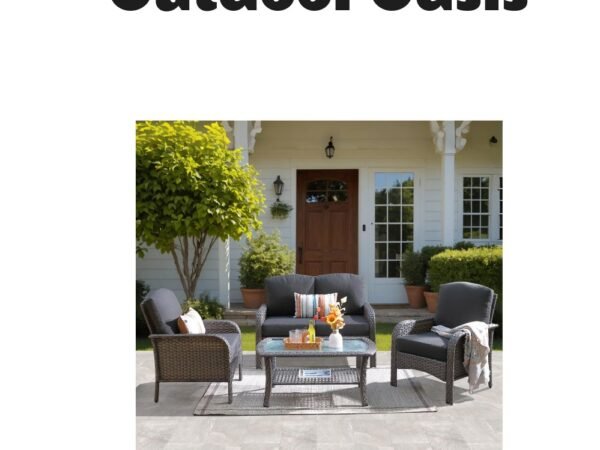 Xizzi 4 Pieces Patio Furniture Set with Wicker Sofa and Coffee Table