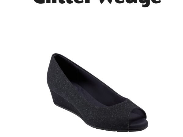 Bandolino Candra Peep Toe Wedge Dress Pumps Navy Glitter