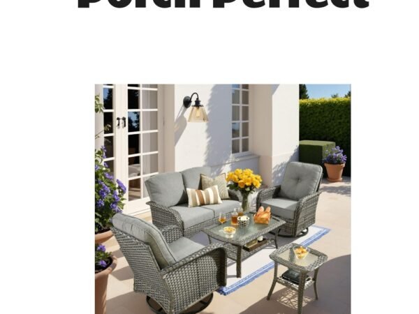Xizzi 5-Piece Outdoor Wicker Patio Furniture Set with Rocking Chairs