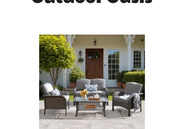 Xizzi 4 Pieces Patio Furniture Set with Wicker Sofa and Coffee Table
