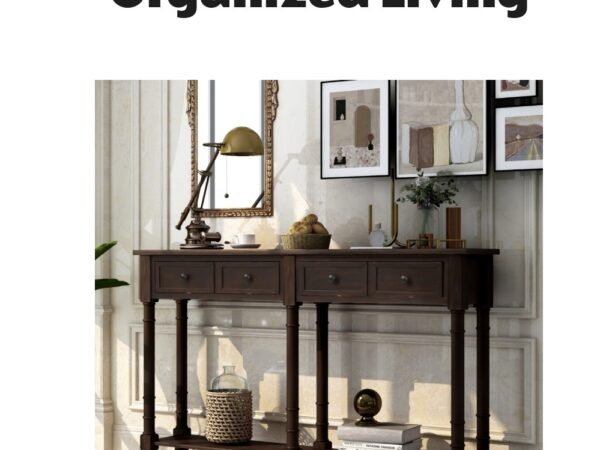 Simplie Fun Console Table with Two Storage Drawers and Bottom Shelf