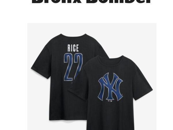 Men's Ben Rice Black New York Yankees Metallic Mascot Name & Number T-Shirt