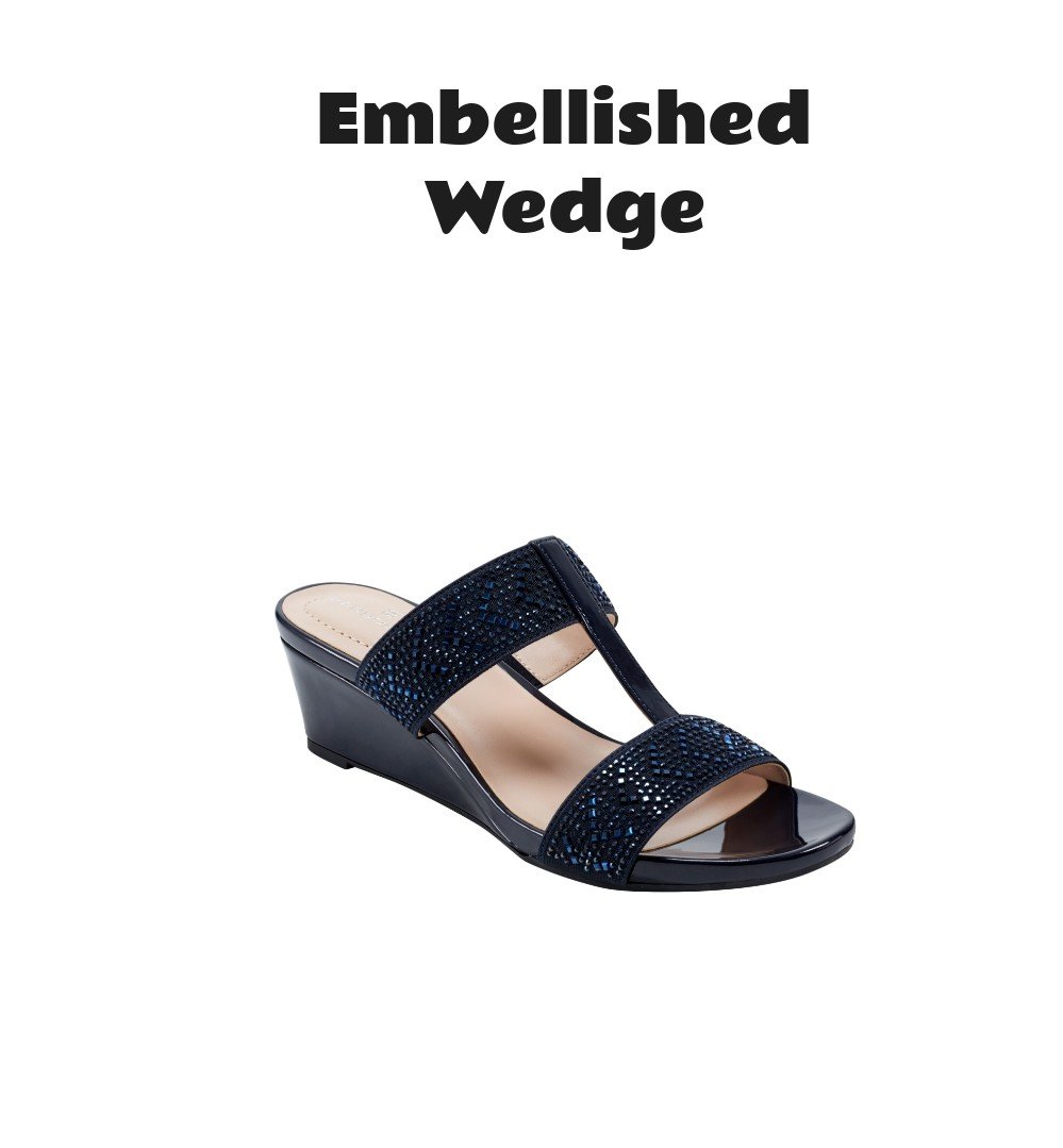 Bandolino Iluvit Embellished T-Strap Wedge Sandals