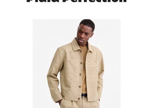 Mode of One Men's Glen Plaid Relaxed-Fit Overshirt