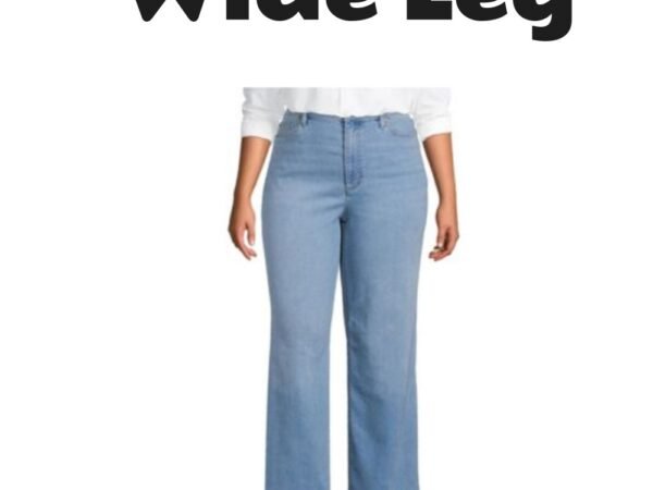 Lands End Womens Recover High Rise Wide Leg Blue Jeans
