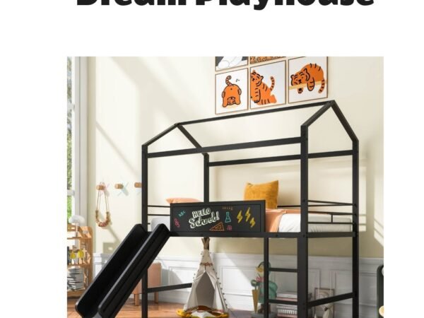 Simplie Fun Metal House Bed With Slide